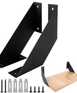 DAJAVE Schwarz Metall Regalträger 90 Grad Halterung für Wandmontage, 2 Stück 15cm Regalwinkel Bearing für Wohnzimmerschr