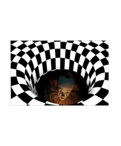 KRIPINC 3D Teppich Optische Täuschung Horror Halloween Deko für Wohnzimmer und Schlafzimmer (80x120cm) Mit Clownfallenmu