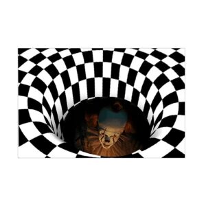 KRIPINC 3D Teppich Optische Täuschung Horror Halloween Deko für Wohnzimmer und Schlafzimmer (80x120cm) Mit Clownfallenmu