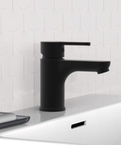 SCHÜTTE 44106 DENVER Waschtischarmatur Schwarz matt, Mischbatterie mit Pop-Up Ventil, für Badezimmer Wasserhahn Bad Wasc