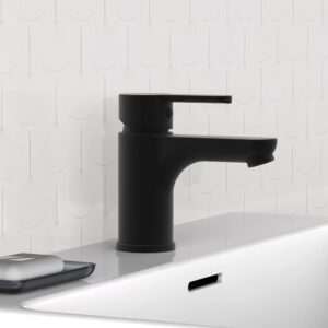 SCHÜTTE 44106 DENVER Waschtischarmatur Schwarz matt, Mischbatterie mit Pop-Up Ventil, für Badezimmer Wasserhahn Bad Wasc