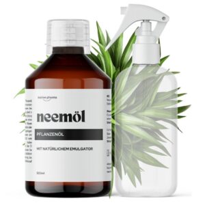 Organisches Neemöl 500ml - Pflanzenpflege, Kaltgepresst, 100% Natur, Umweltfreundlich, inkl. Sprühflasche & Messbecher