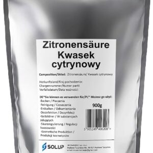 Zitronensäure Pulver Lebensmittelqualität für Natürlichen Entkalker | Reines Zitronensäure Pulver 900g I Haushaltsentka