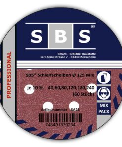 SBS® Schleifscheiben 8 Loch 125 mm 240 Körnung Exzenter-Schleifer 60 Stück