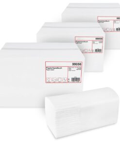 Hypafol Papierhandtücher für Spender | Zellstoff hochweiß, 2-lagig, 25 x 23 cm | 9.000 Blatt verpackt | praktischer V-Fa