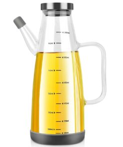 Groß Auslaufsicher Ölspender für Küche und Camping - Olivenöl Flasche mit Ölspender Glas, 1L | Essig Leer Ölflasche mit