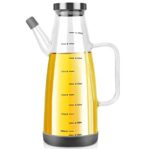 Groß Auslaufsicher Ölspender für Küche und Camping - Olivenöl Flasche mit Ölspender Glas, 1L | Essig Leer Ölflasche mit