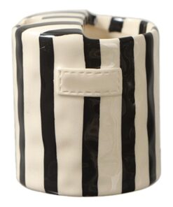 Handbemalte gestreifte Keramik-Kaffeetasse 300 ml Retro für Kaffeeliebhaber (grün)
