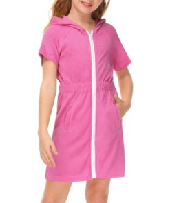 BesserBay Kinder Badeponcho mit Kapuze Taschen Zip 120-160 cm Surf Handtuch