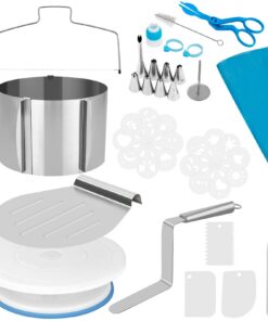 Torten Zubehör Set 40 Teile + Tortensäge + Tortenheber für Professionelle Backer mit Hochwertiger Qualitätsgarantie 15cm