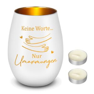 Nuenen Trauergeschenk Trauerlicht Windlicht mit Gravur für Trauernde zur Beerdigung Erinnerungslicht 9cm Gedenkkerze Eri