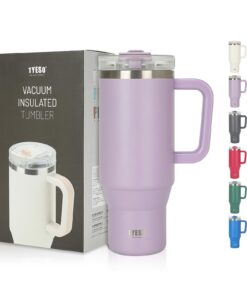 Riley Joy 1200ml Thermobecher für Erwachsene zum Tragen im Büro und bei Reisen mit Strohhalm und Auslaufsicher Edelstahl
