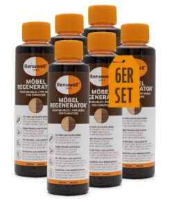 Renuwell Möbel-Regenerator 6x 500 ml - Intensive Pflege und Regeneration für Holzmöbel - Entfernt Wasserflecken, Kratzer