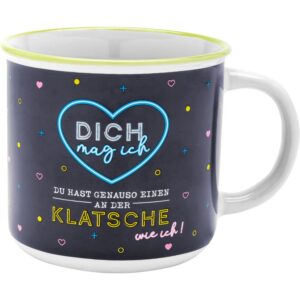 GRUSS & CO Kaffeetasse "Klatsche" | Steinzeug, 38 cl | Geschenkidee, Valentinstag, Geburtstag | 47862