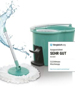 CLEANmaxx Power-Wischmopp mit Zwei-Kammer-Filtersystem für Haushalte mit Laminat, Parkett & Fliesen | Schmutzwasser wird