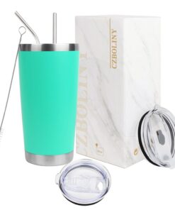 **Isolierte Edelstahl-Kaffeetasse 20oz Aquamarin Blau** | **20oz Doppelwandiger Kaffeetumbler 2 Deckel 2 Strohhalme** |