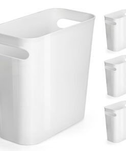 Winter Shore 4er-Pack 6L + Schmaler Mülleimer mit Griffen + Büro Küche Schreibtisch