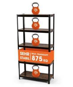 EASYmaxx Industrial Design Bücherregal 180x90x40 cm | 875 kg Traglast | 175 kg/Ebene | stilles Regal - 5 verstellbare Ab
