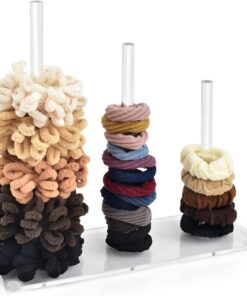3-stöckiger Acryl-Haarschmuck-Organizer für Frauen & Teenager-Mädchen, stilvolles Aufbewahrungsgeschenk, klarer Haargumm
