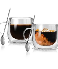 CNNIK Espresso Tassen Set Doppelwandige Kaffee Gläser Für Haus UseBei Familie und Freunden 2er Set 300ml