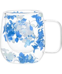 Vriusi Double Wall Glass Mugs für Juice, Beverages und Wasser mit Elegantem Design
