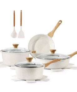 Sensarte Antihaft Keramik Kochgeschirr Set, Gesundes Topf Pfannen Set für die Küche, Ungiftige Stay Cool Griffige Pfanne