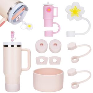 DealKits 9 Stück Strohhalm Zubehör für Stanley Cup, Silikonhülle Zubehörset mit 6 auslaufsicheren Silikonstopfen, 2 Stro