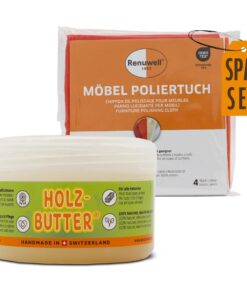Renuwell Holz-Butter 250 ml - Intensiv-Pflege für Ihr Holz Mobiliar - Fusselfrei & Langlebig - Reinigt & Poliert Holz &
