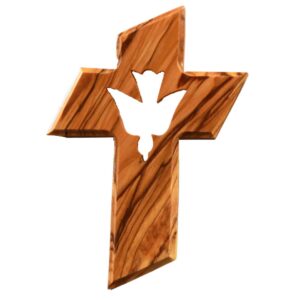 Kassis Geschenkartikel Kreuz mit Heiliger Geist aus Olivenholz – spirituelles Geschenk zur Taufe, Kommunion und Hochzeit