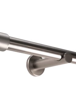 Deco-Raum Gardinenstange 25mm Edelstahl-Optik auf Maß 100cm Wandträger ohne Ringe