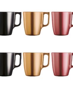 Luminarc Flashy Glas Kaffeebecher mit Henkel für Mikrowelle, 250 ml, 6 Paket
