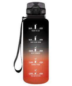 HoneyHolly Trinkflasche 1500ml Auslaufsicher Kohlensäure Geeignet Sport Black Red