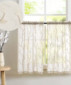 Vangao Modern Beige Küchen Gardinen 2er Set OEKO-TEX STANDARD 100