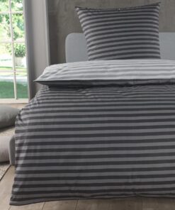 MALIKA Bettwäsche Baumwolle, 2-teiliges Set, Grau, atmungsaktiv, maschinenwaschbar, 135x200 cm