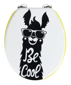 WENKO WC-Sitz Be Cool - Toilettendeckel aus MDF, rostfreier Edelstahl Befestigung, feuchtigkeitsresistente Oberfläche, F