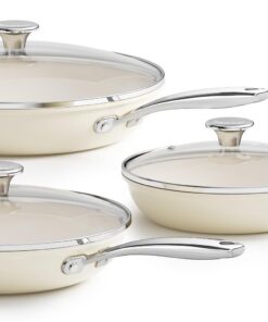 Redchef Pfannenset Keramik Induktion Antihaft Bratpfannen 20/24/28 cm für Küche mit globaler Umweltabklärung (beige)