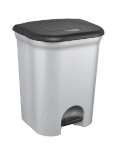 Keeper Treteimer mit 2 Abfallbehältern, 2x 11 l, ideal für Küche und Wohnung, moderne Silberfarbe