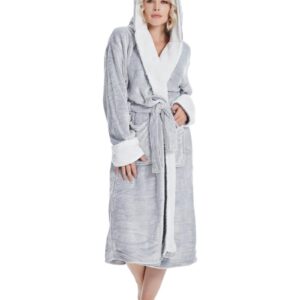 DiaryLook Langer Bademantel Damen mit Kapuze und Taschen – Kuscheliger Hausmantel für Sauna, Bad & Zuhause