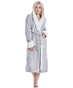 DiaryLook Langer Bademantel Damen mit Kapuze und Taschen – Kuscheliger Hausmantel für Sauna, Bad & Zuhause