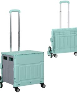 HOMCOM Einkaufstrolley klappbar Treppensteiger bis 80 kg 51L Aluminium Grün