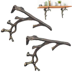 Vintage Zweigform Regalhalter 2 Stück für Bücher- und Blumenregale in der Küche/Wohnzimmer/Garten | Schwerlastige Regal
