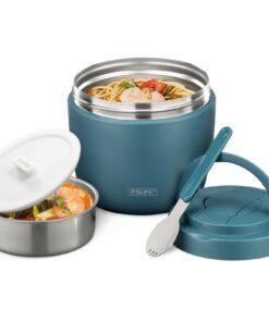 Thermobehälter für Essen 970ml Hellblau Warmhaltebehälter Edelstahl Suppen Babybrei Porridge Auslaufsicher