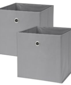 2er Set Faltbox ca. 30x30x30 cm - Grau | Hochwertige Würfel Aufbewahrungsbox für Kleidung im Schlafzimmer und Büro | Fal