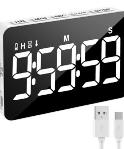 XREXS Digitaler Küchentimer mit 5 Zoll LED-Display - Einstellbare Helligkeit & Lautstärke, Magnetisch für Küche & Meetin