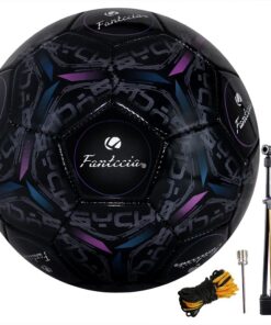 Fantecia Fußball - Größe 5 für Jugend und Erwachsene bei Outdoor und Indoor-Auspeisen, hochwertiger Leder Ball mit offi