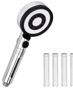 Hochdruck-Duschkopf mit 4 PP-Filter & 5 Sprühfunktionen - Wassersparende Handbrause für Badelover in der Duschkabine mit
