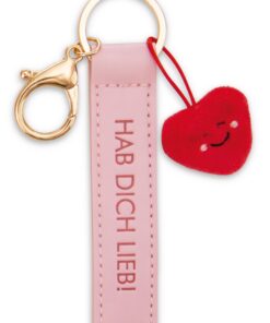 NICI Schlüsselanhänger "Hab dich lieb!" +Kunstlederband rosa 10cm Herz +Frauen Geburtstagsgeschenk +Zimmerpflanze Dekora