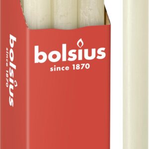 Bolsius Rustik Stabkerzen, Elfenbein, 9 Stück, 13 Stunden Brenndauer