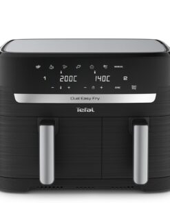 Tefal Dual Easy Fry Heißluftfritteuse Extra-Crisp & fettarm Heißluftfritteuse mit 2 Kammern & XL-Schublade EY9018 Tefa