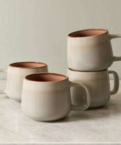 Große Keramik-Kaffeetassen 4er-Set 470 ml – Skandinavisches Design – Mikrowellen- & Spülmaschinengeeignet
